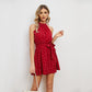 Heart Printed Tie Waist Halter Neck Dress